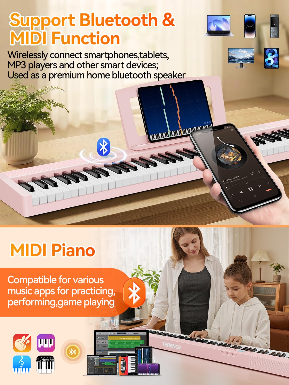 TERENCE V30 Digital Piano 88 Key Weighted Keyboard, Full Size